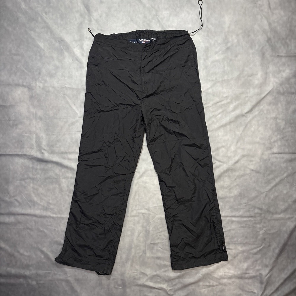VTG Polo Sport Ralph Lauren Men's Small Track Pants WindBreaker Ankle Zip Black
